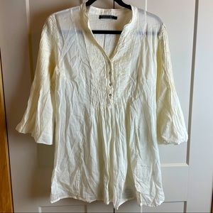 Sheer white cotton Peruvian Connection tunic top